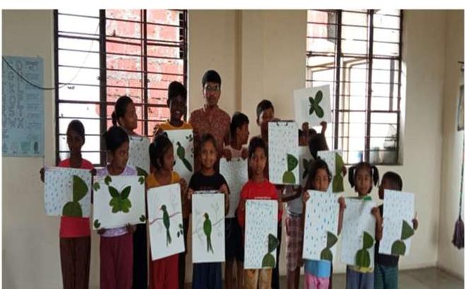 Nature-inspired art with leaves